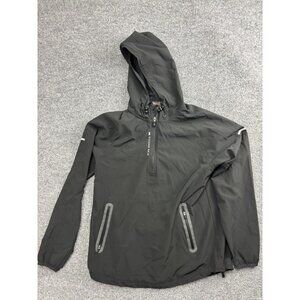 VRST Second Skin Jacket Mens Small Black Hooded Half Zip Windbreaker Pullover